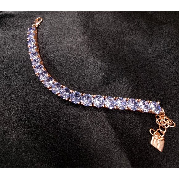 Limited Edition Park Lane Rose Gold Tennis Bracelet With Sparkling Lavender Cubi - Picture 1 of 10